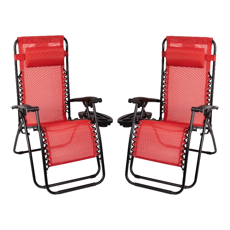 Flash Furniture Celestial Metal Lounge Chair in Red (Set of 2)