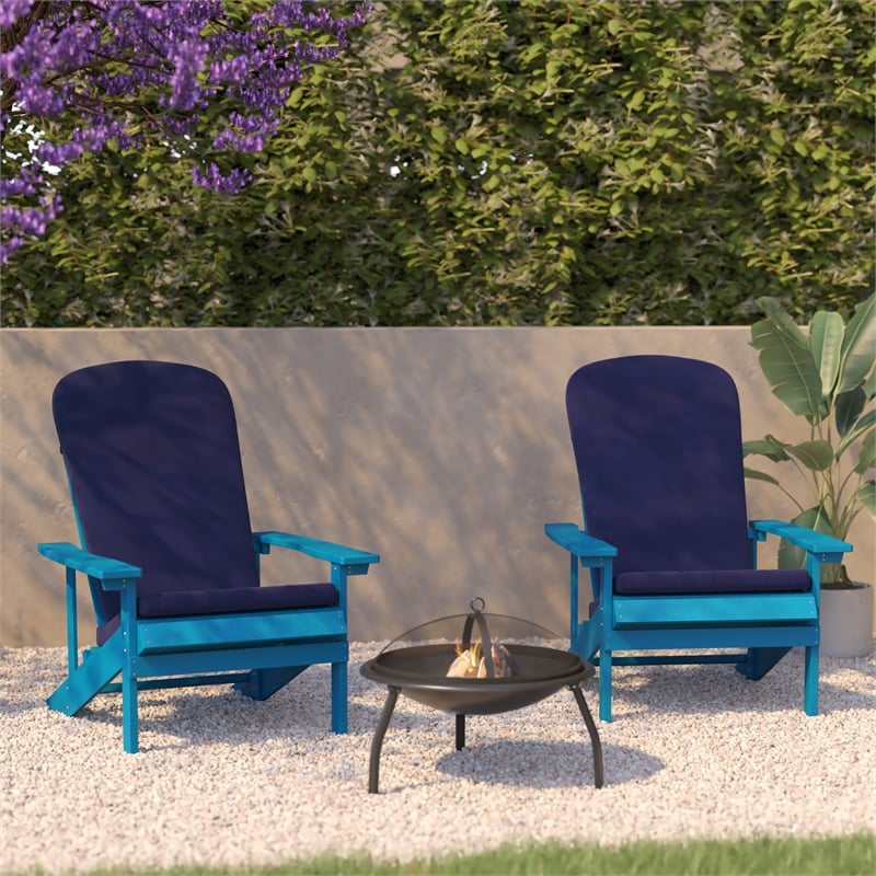 Flash Furniture Charlestown Fabric Adirondack Chairs in Blue (Set of 2)