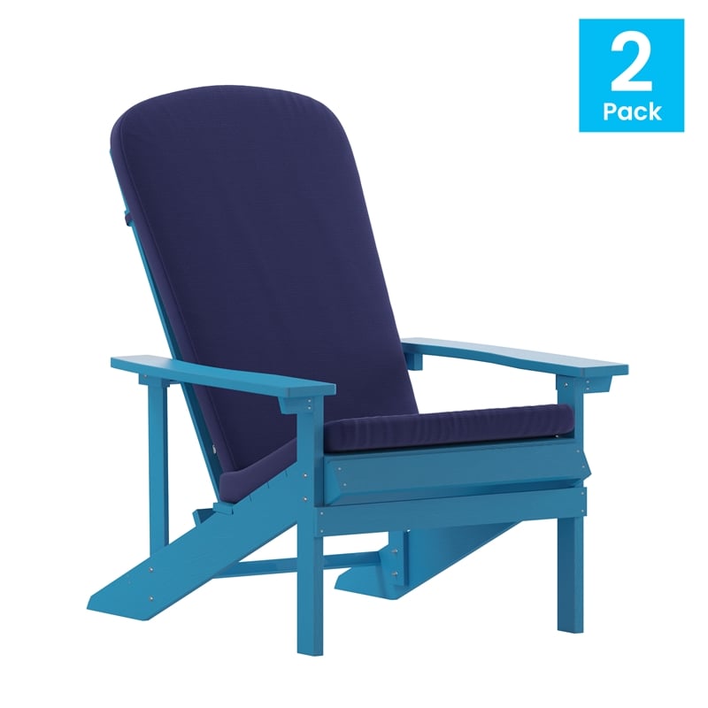 Flash Furniture Charlestown Fabric Adirondack Chairs in Blue (Set of 2)