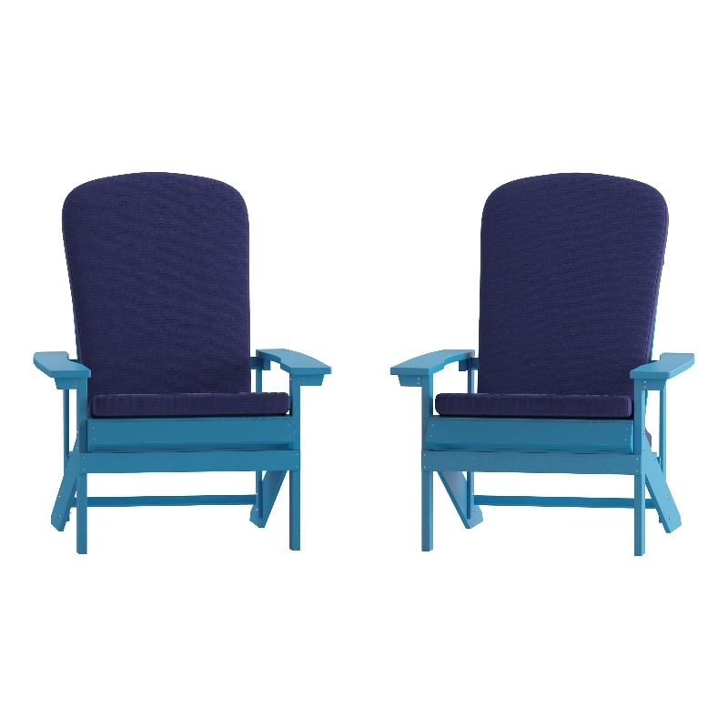 Flash Furniture Charlestown Fabric Adirondack Chairs in Blue (Set of 2)