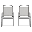 Flash Furniture Mystic Metal Patio Sling Chairs with Armrests in Gray (Set of 2)