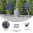 Flash Furniture Mystic Metal Patio Sling Chairs with Armrests in Navy (Set of 2)