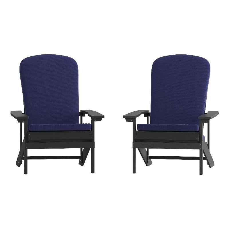 Flash Furniture Charlestown Fabric Adirondack Chairs in Gray/Blue (Set of 2)