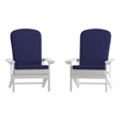 Flash Furniture Charlestown Plastic Adirondack Chairs in White/Blue (Set of 2)