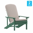 Flash Furniture Charlestown Plastic Adirondack Chairs in Green/Cream (Set of 2)