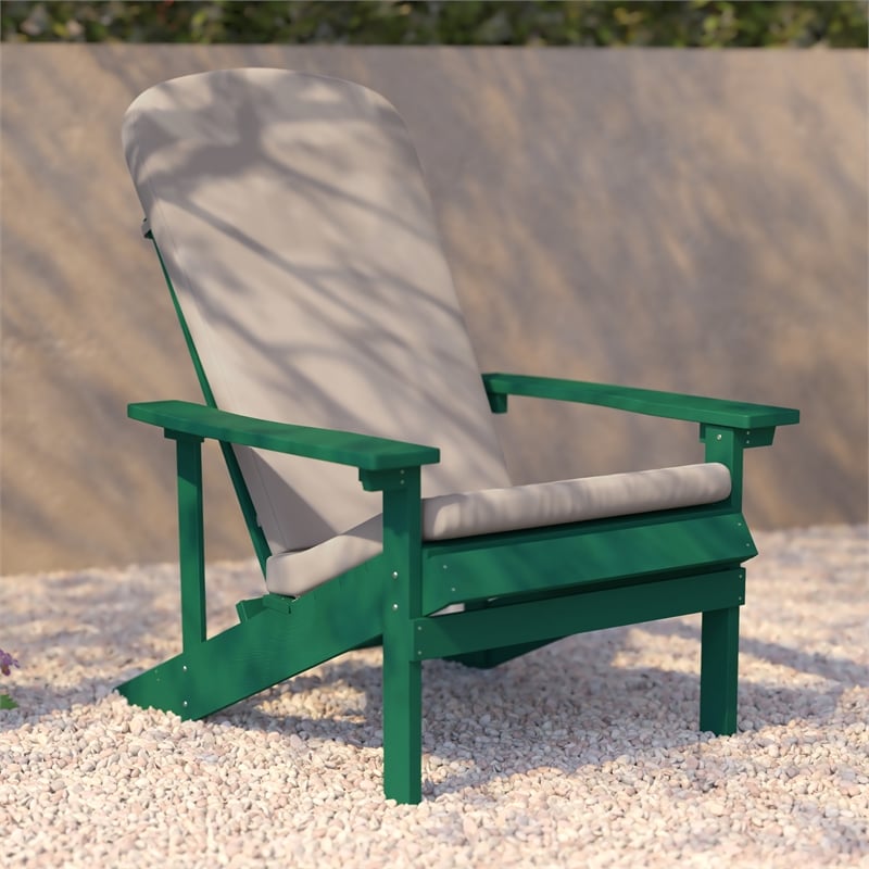 Flash Furniture Charlestown Plastic Adirondack Chairs in Green/Cream (Set of 2)