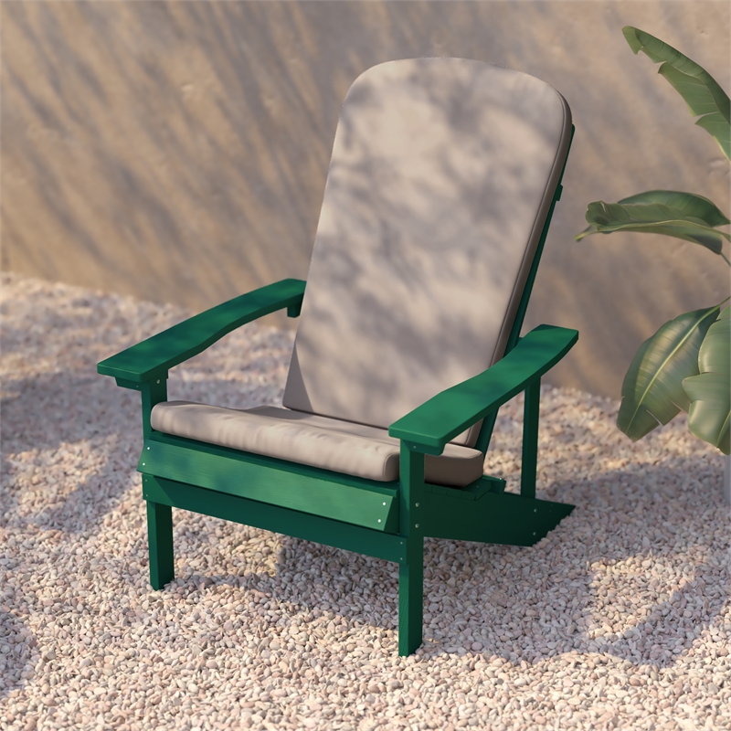 Flash Furniture Charlestown Plastic Adirondack Chairs in Green/Cream (Set of 2)