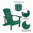 Flash Furniture Charlestown Plastic Adirondack Chairs in Green/Cream (Set of 2)