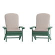 Flash Furniture Charlestown Plastic Adirondack Chairs in Green/Cream (Set of 2)