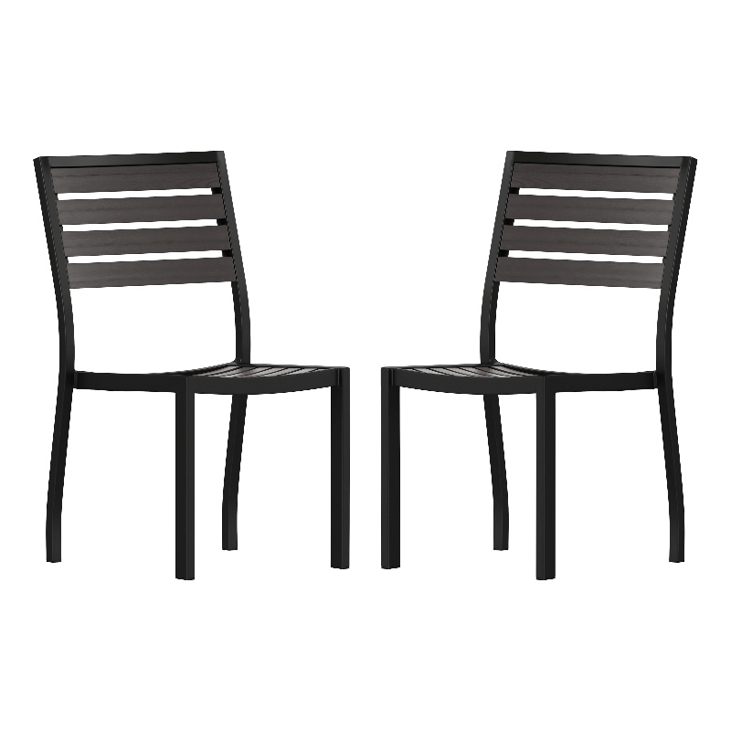 Flash Furniture Lark Outdoor Aluminum Side Chairs in Gray (Set of 2)