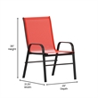 Flash Furniture Brazos Metal Patio Stack Chair in Red (Set of 4)