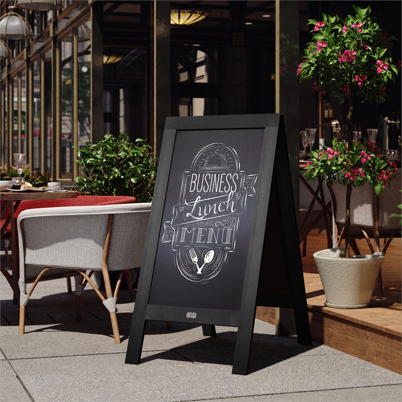 Flash Furniture Canterbury A-Frame Wood Magnetic Chalkboard Set in Black