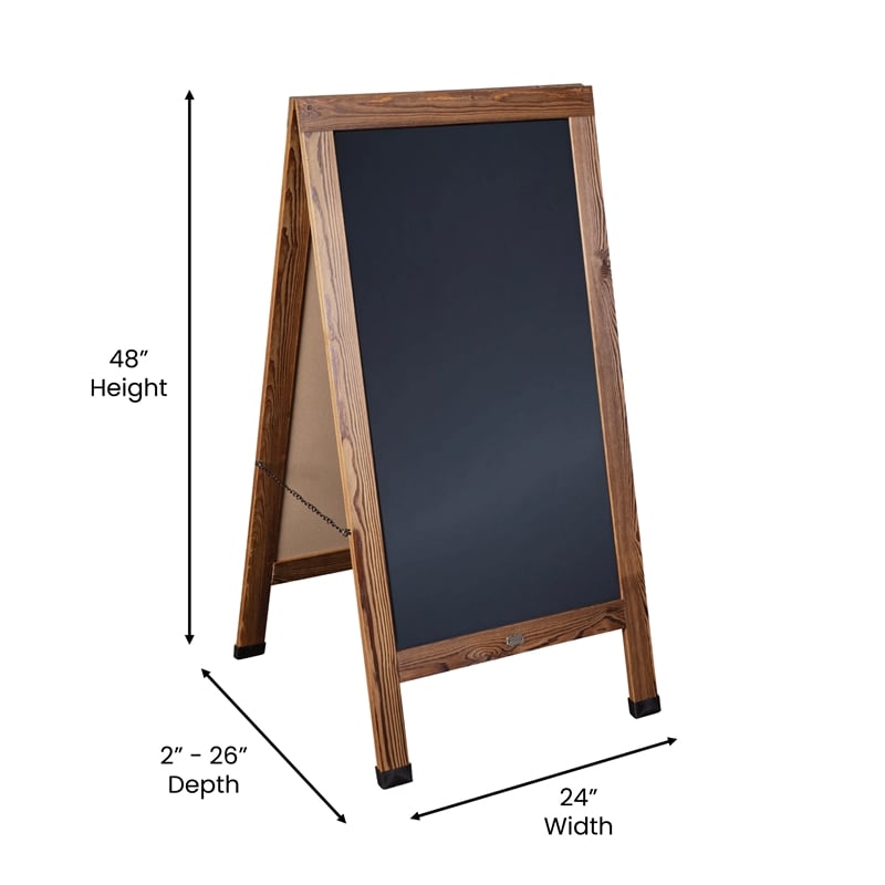 Flash Furniture Canterbury A-Frame Wood Magnetic Chalkboard Set in Brown