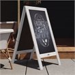 Flash Furniture Canterbury A-Frame Wood Magnetic Chalkboard Set in White