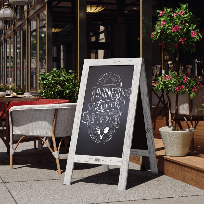 Flash Furniture Canterbury A-Frame Wood Magnetic Chalkboard Set in White