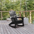 Flash Furniture Halifax Plastic Rocking Adirondack Chair with Cupholder in Black