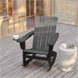 Flash Furniture Halifax Plastic Rocking Adirondack Chair with Cupholder in Gray
