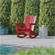 Flash Furniture Halifax Plastic Rocking Adirondack Chair with Cupholder in Red
