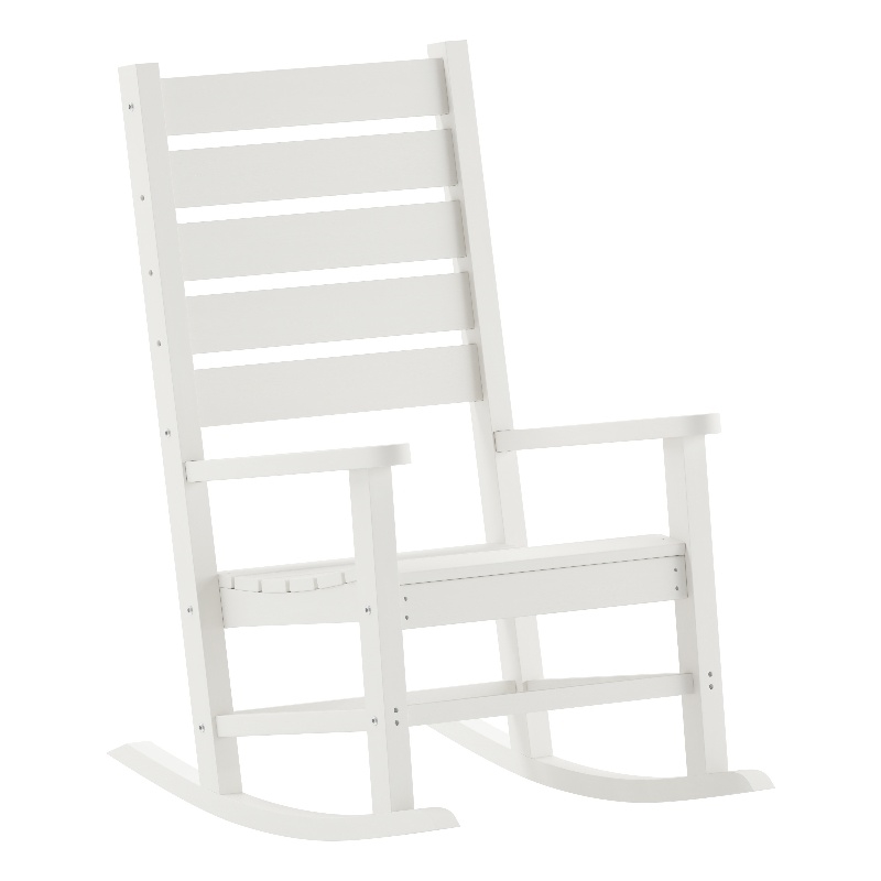 Flash Furniture Manchester Outdoor Plastic Adirondack Rocking Chair in White