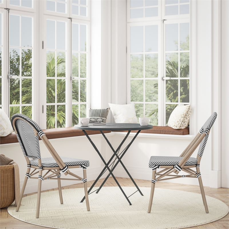 Flash Furniture Marseille Fabric Chair in White & Black/Light Natural