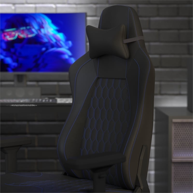 Flash Furniture Falco Ergonomic Faux Leather Gaming Chair in Black/Blue
