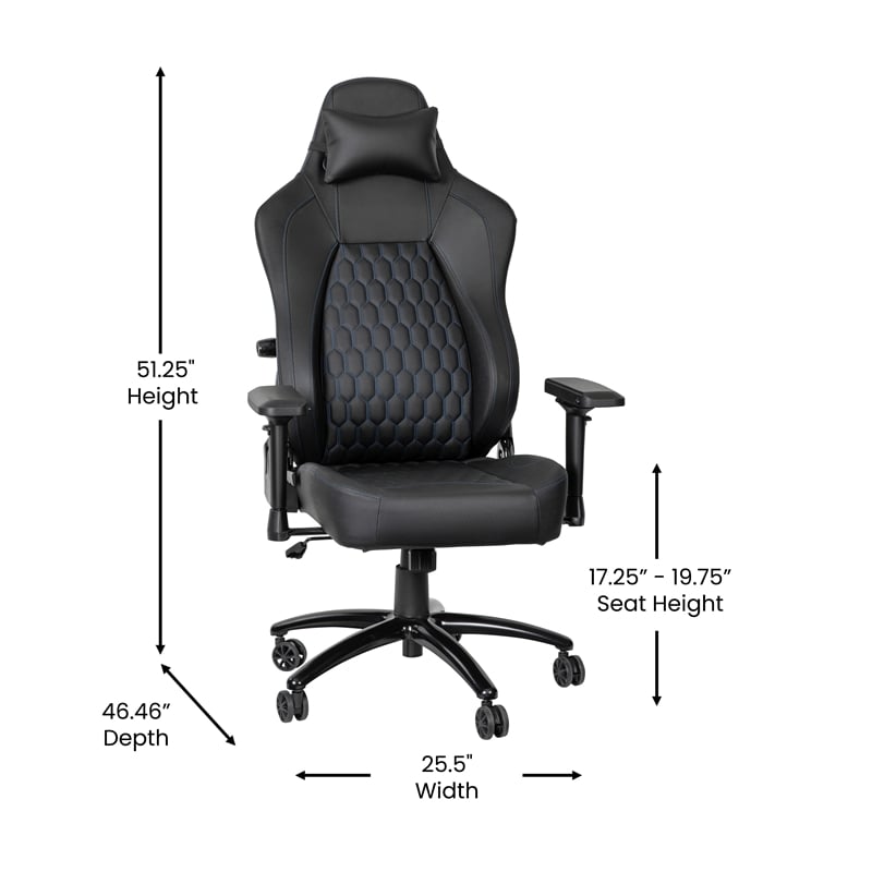 Flash Furniture Falco Ergonomic Faux Leather Gaming Chair in Black/Blue