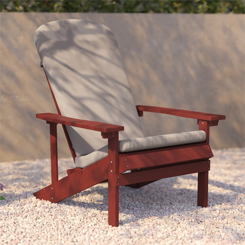 Flash Furniture Charlestown Plastic Adirondack Chairs in Red/Cream (Set of 2)