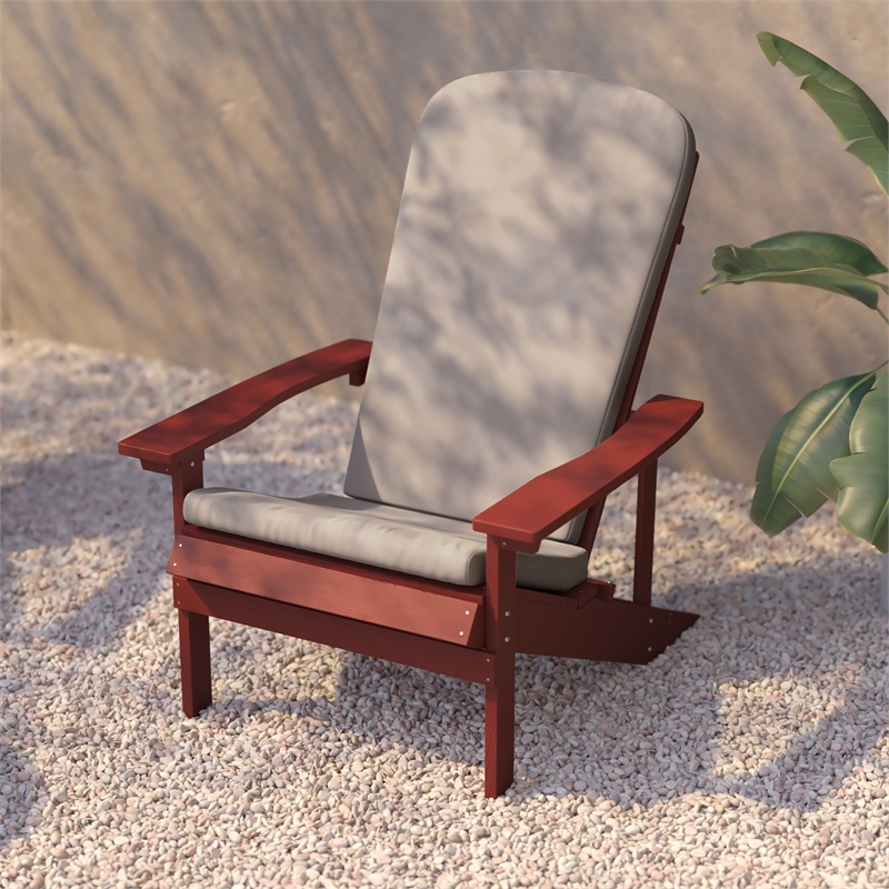 Flash Furniture Charlestown Plastic Adirondack Chairs in Red/Cream (Set of 2)
