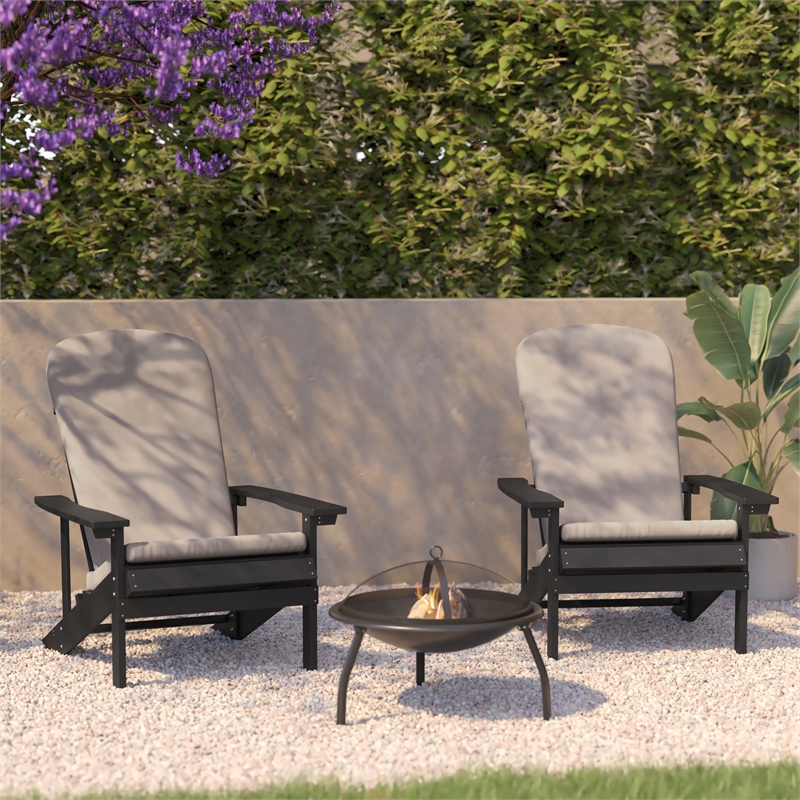 Flash Furniture Charlestown Plastic Adirondack Chairs in Slate Cream (Set of 2)