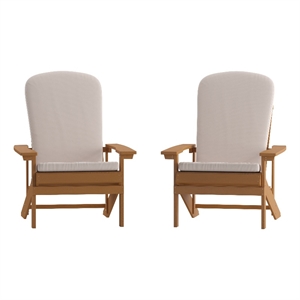 Flash Furniture Charlestown Plastic Adirondack Chairs in Teak/Cream (Set of 2)