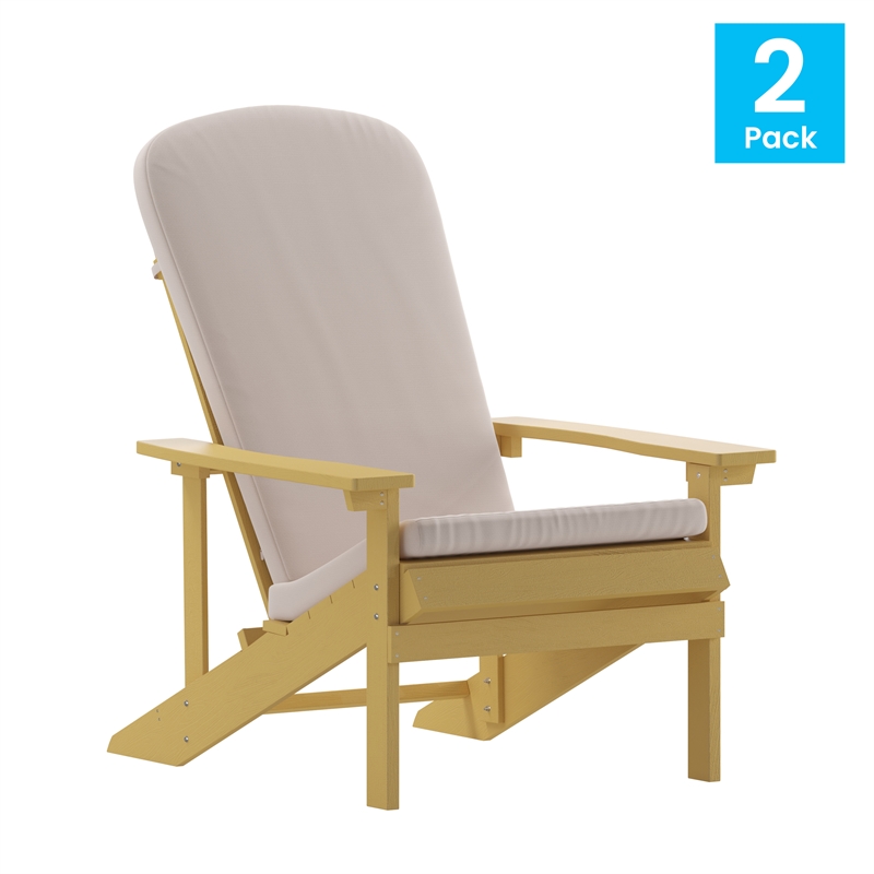 Flash Furniture Charlestown Plastic Adirondack Chairs in Yellow/Cream (Set of 2)