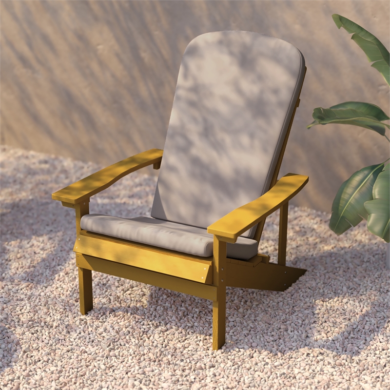 Flash Furniture Charlestown Plastic Adirondack Chairs in Yellow/Cream (Set of 2)