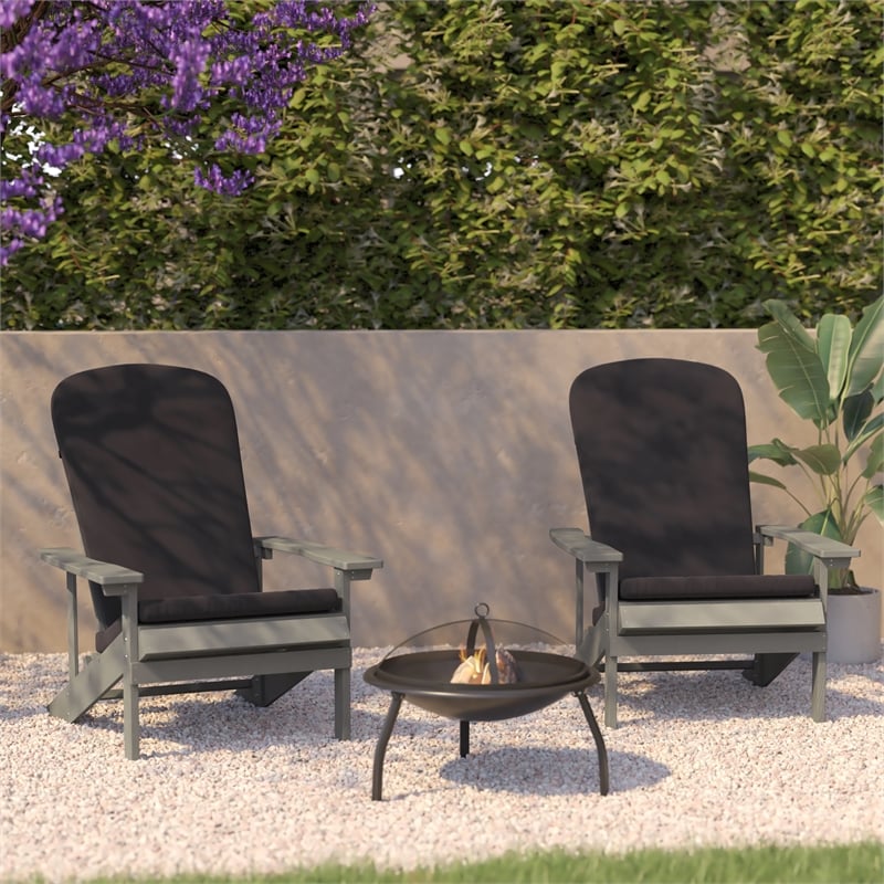 Flash Furniture Charlestown Plastic Adirondack Chairs in Gray (Set of 2)
