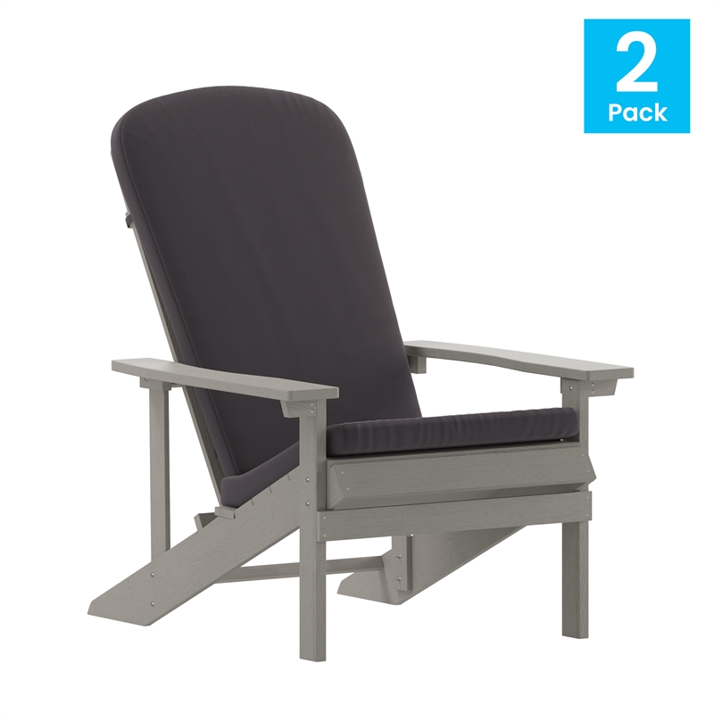 Flash Furniture Charlestown Plastic Adirondack Chairs in Gray (Set of 2)