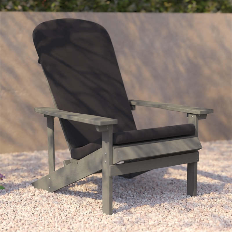 Flash Furniture Charlestown Plastic Adirondack Chairs in Gray (Set of 2)
