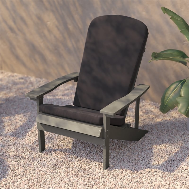 Flash Furniture Charlestown Plastic Adirondack Chairs in Gray (Set of 2)