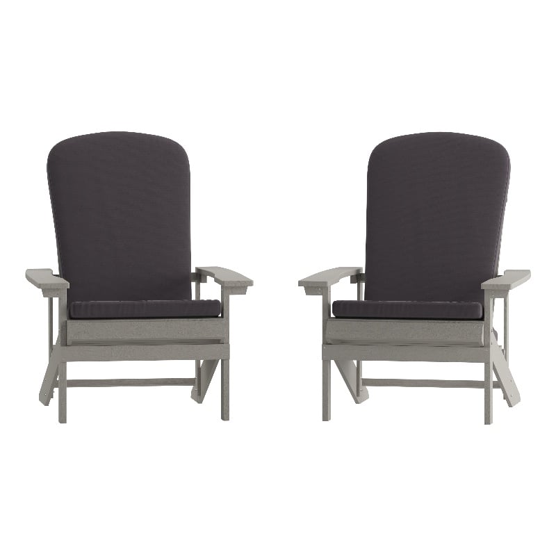 Flash Furniture Charlestown Plastic Adirondack Chairs in Gray (Set of 2)