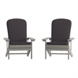 Flash Furniture Charlestown Plastic Adirondack Chairs in Gray (Set of 2)