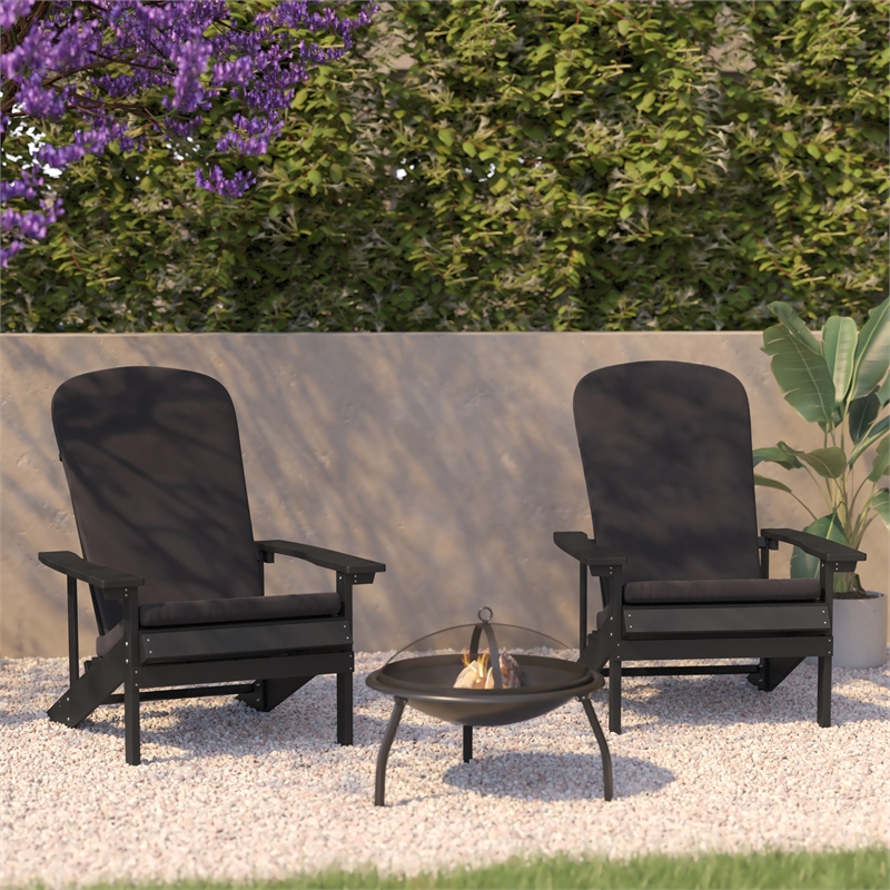 Flash Furniture Charlestown Plastic Adirondack Chairs in Slate Gray (Set of 2)