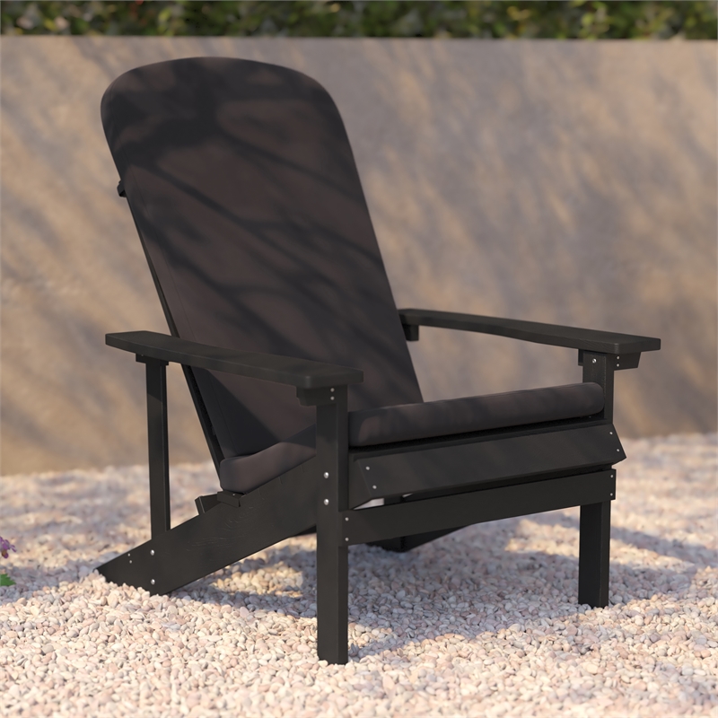 Flash Furniture Charlestown Plastic Adirondack Chairs in Slate Gray (Set of 2)