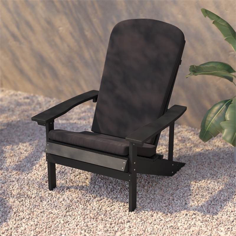 Flash Furniture Charlestown Plastic Adirondack Chairs in Slate Gray (Set of 2)
