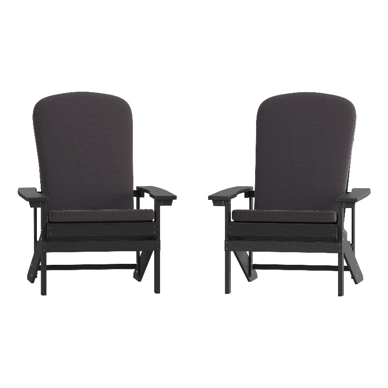 Flash Furniture Charlestown Plastic Adirondack Chairs in Slate Gray (Set of 2)