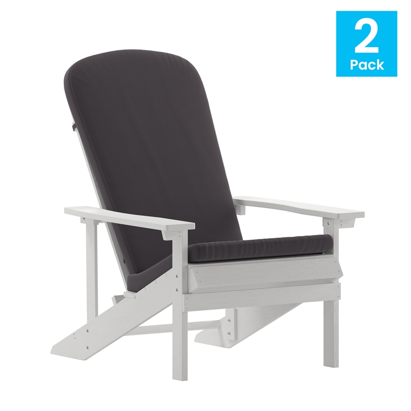 Flash Furniture Charlestown Plastic Adirondack Chairs in White/Gray (Set of 2)
