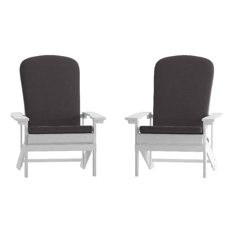 Flash Furniture Charlestown Plastic Adirondack Chairs in White/Gray (Set of 2)