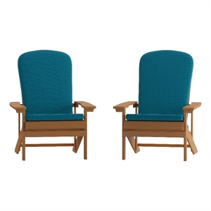 Flash Furniture Charlestown Plastic Adirondack Chairs in Teal Blue (Set of 2)