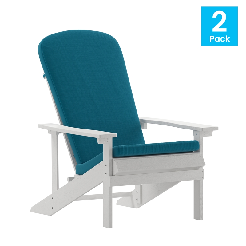 Flash Furniture Charlestown Plastic Adirondack Chairs in Blue (Set of 2)