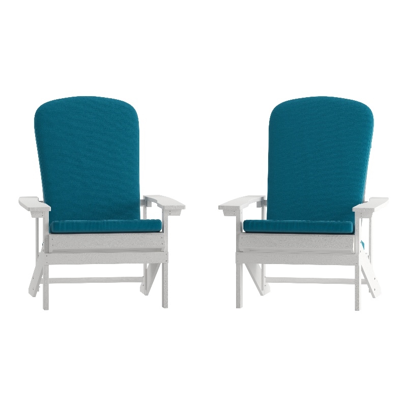 Flash Furniture Charlestown Plastic Adirondack Chairs in Blue (Set of 2)