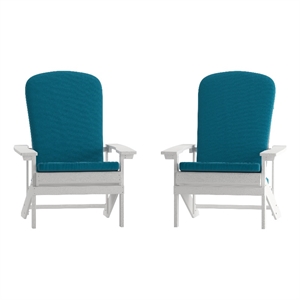 Flash Furniture Charlestown Plastic Adirondack Chairs in Blue (Set of 2)