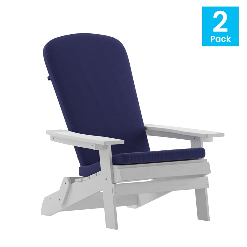 Flash Furniture Charlestown Plastic Adirondack Chairs in Blue/White (Set of 2)