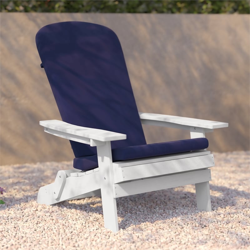 Flash Furniture Charlestown Plastic Adirondack Chairs in Blue/White (Set of 2)